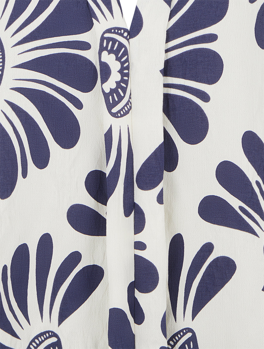 Top sans manches imprimé fleurs stylisées - Marine - 3