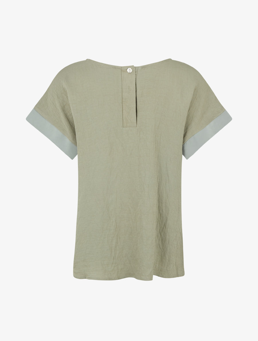 Top manches courtes à flocage pissenlit et message - Kaki - 2