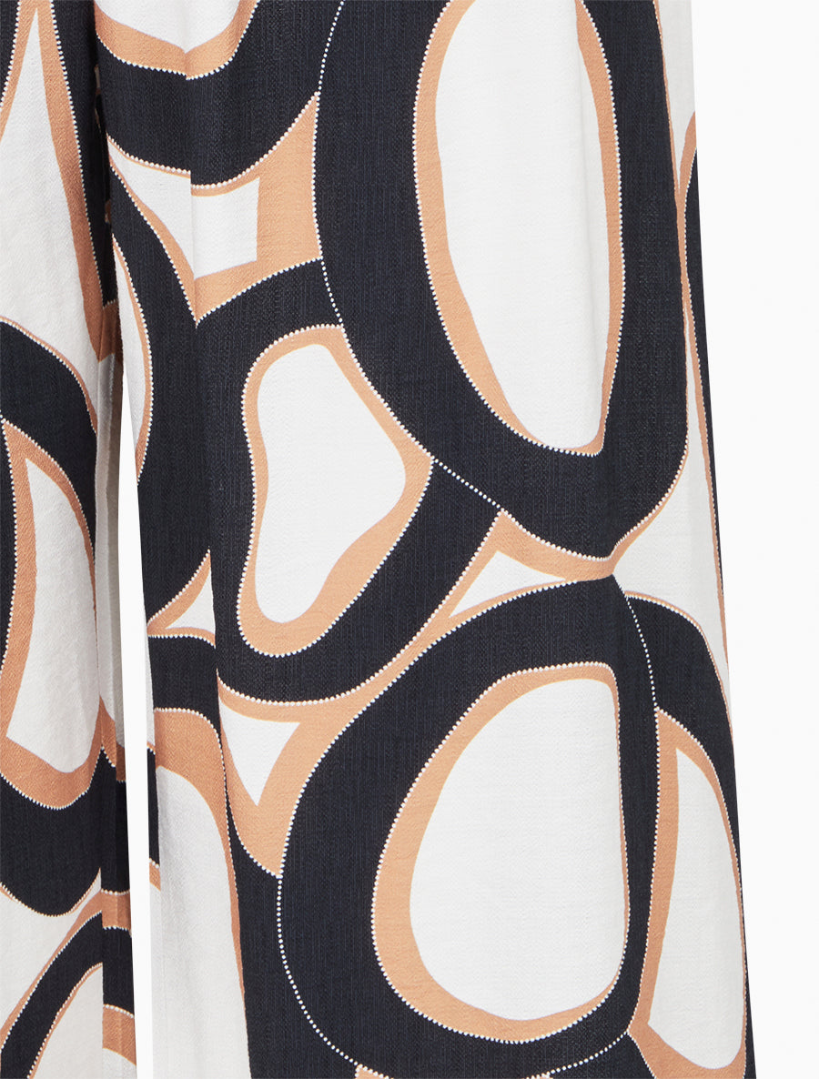 Pantalon droit à taille haute et imprimé graphique - Noir - 3