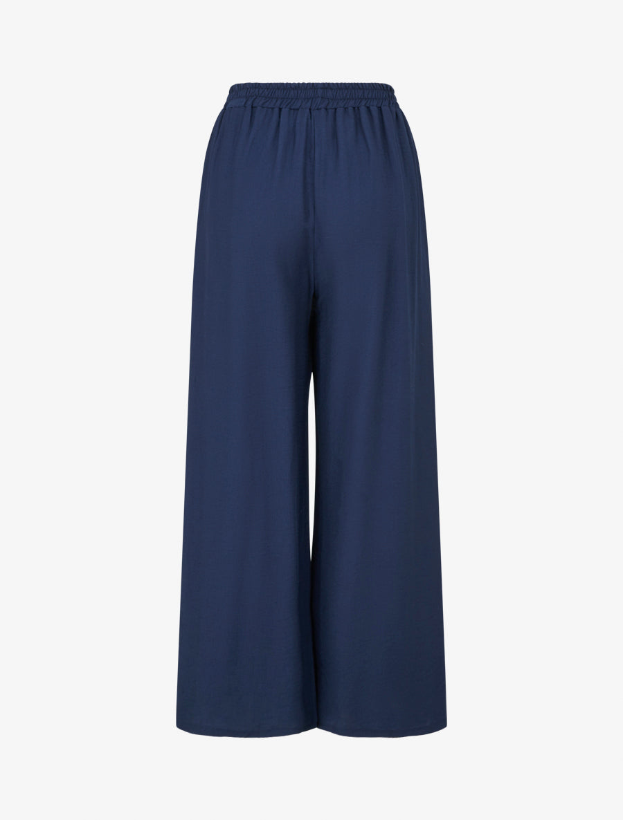 Pantalon ample à détail plissé - Marine - 2