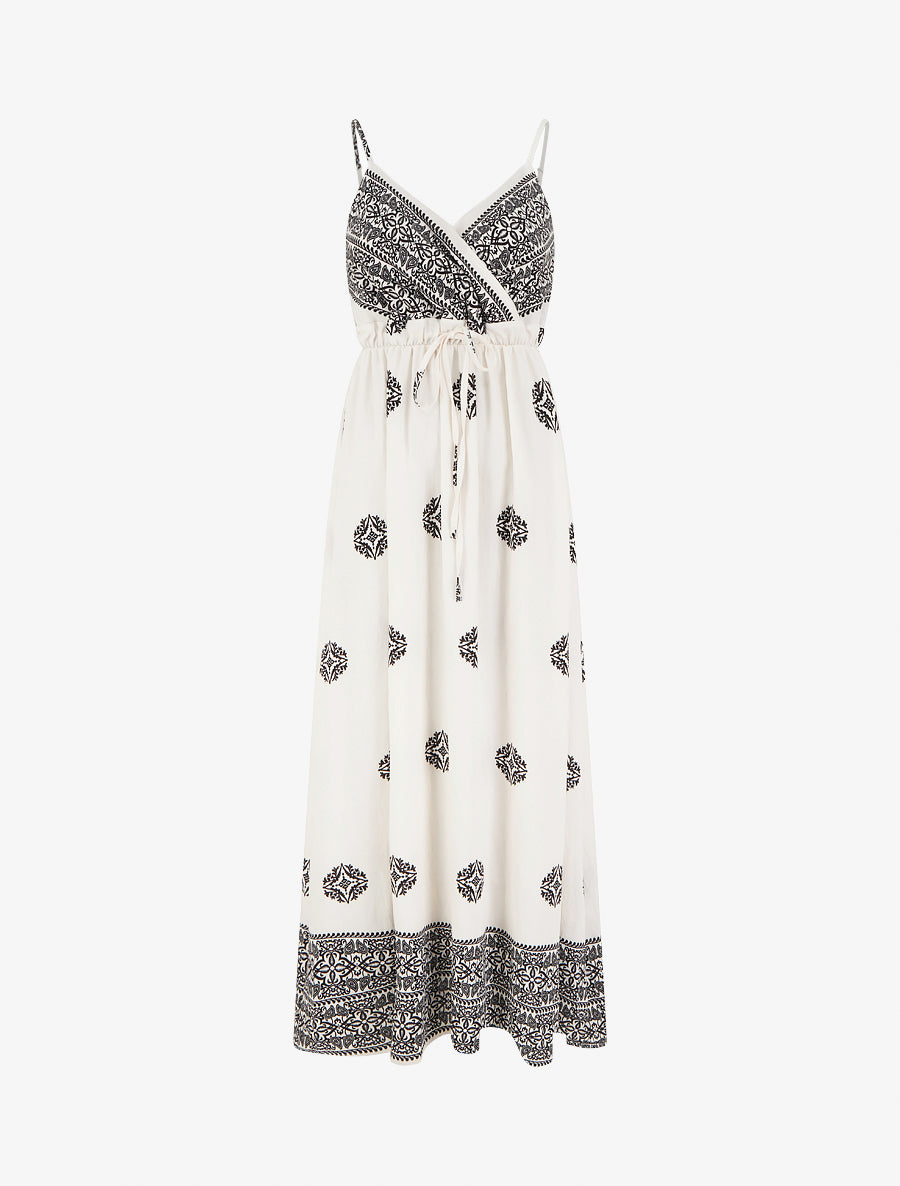 Robe longue bohème imprimé arabesque - Écru - 1