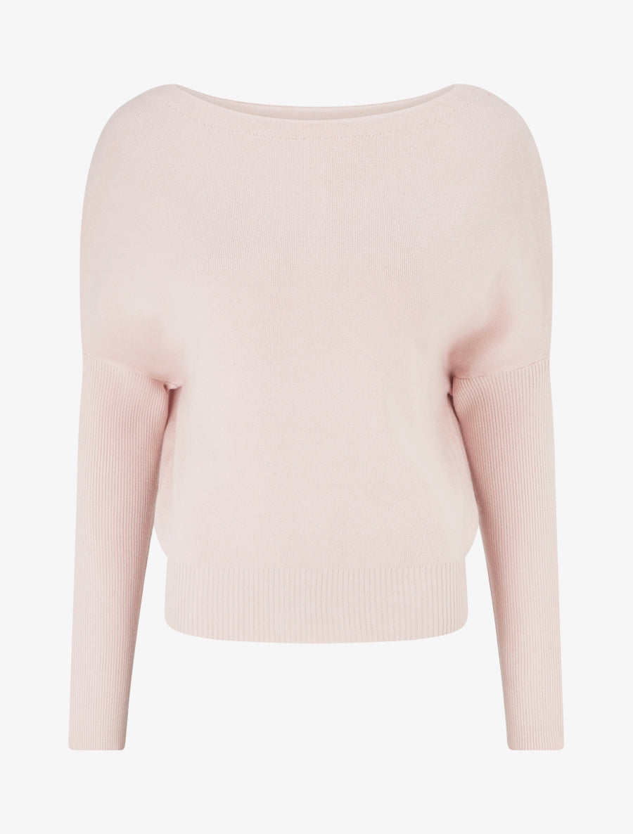 Pull droit manches chauve-souris et col bateau - Rose - 1
