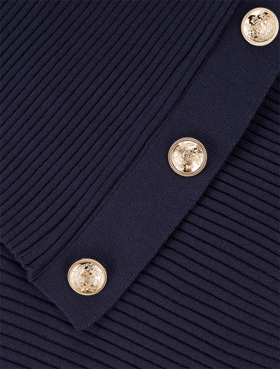 Pull uni à col roulé stylisé - Marine - 3
