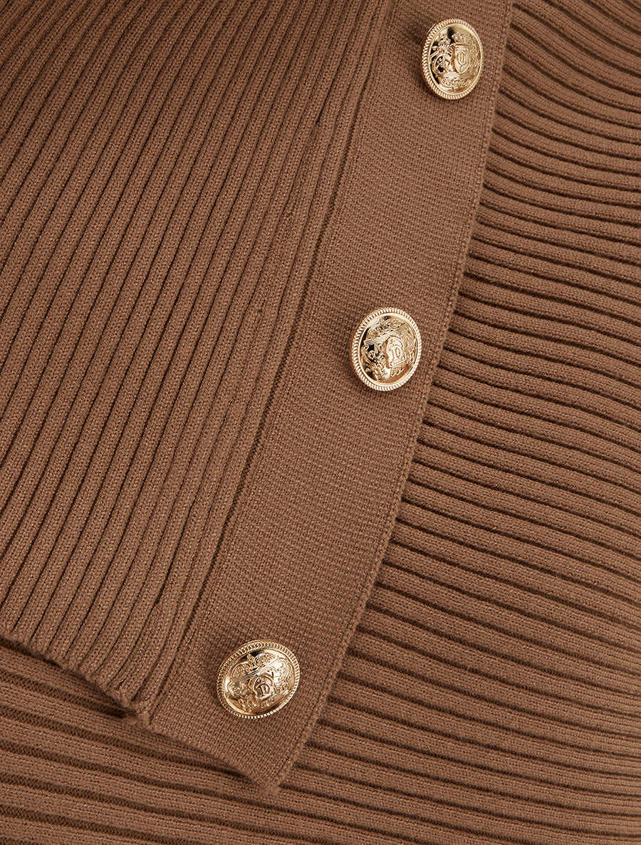 Pull uni à col roulé stylisé - Camel - 3