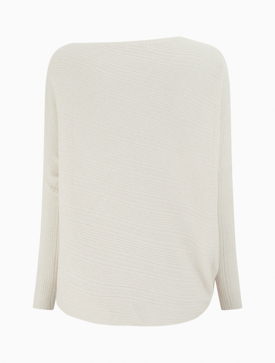 Pull ample à manches longues chauves-souris - Crème - 2