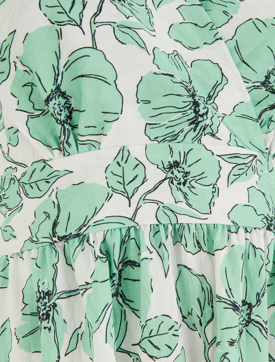 Robe longue dos nu imprimé floral - Vert menthe - 3