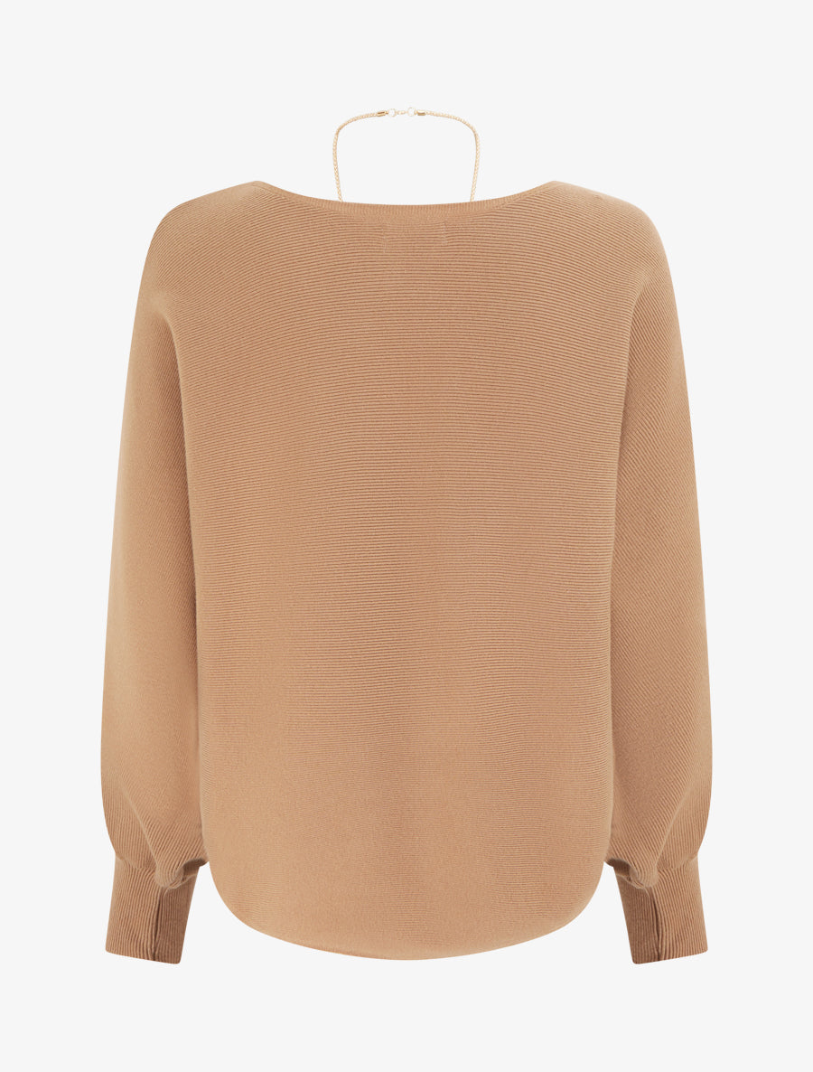 Pull droit à manches chauve-souris - Camel - 2