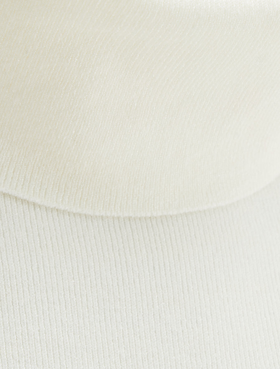 Pull fin côtelé à col roulé boutonné - Crème - 3