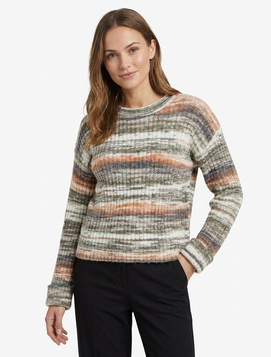 Pull coloré à manches à revers - Gris