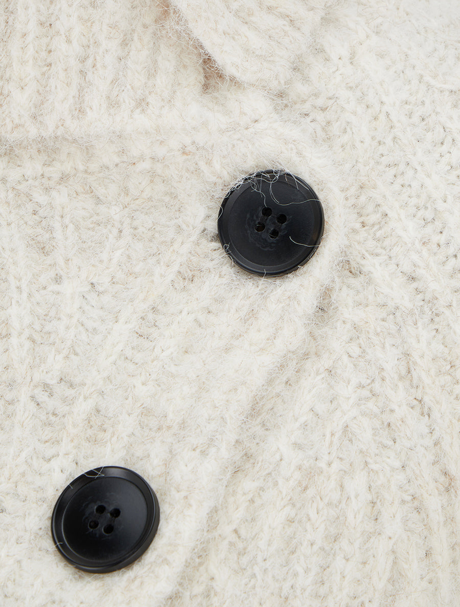Pull uni à fermeture boutonnée - Beige - 3