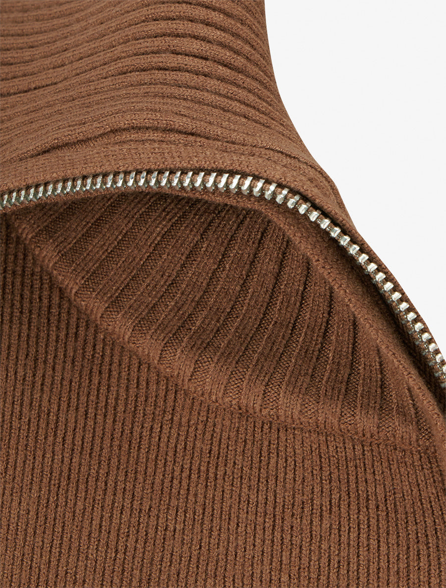 Gilet en maille zippé - Camel - 3