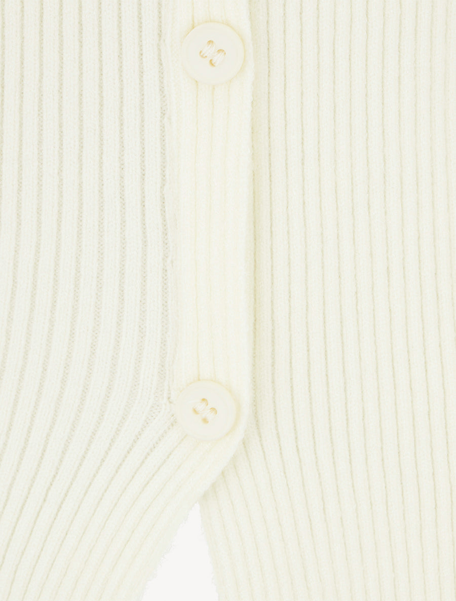 Pull côtelé à boutons décoratifs - Crème - 3