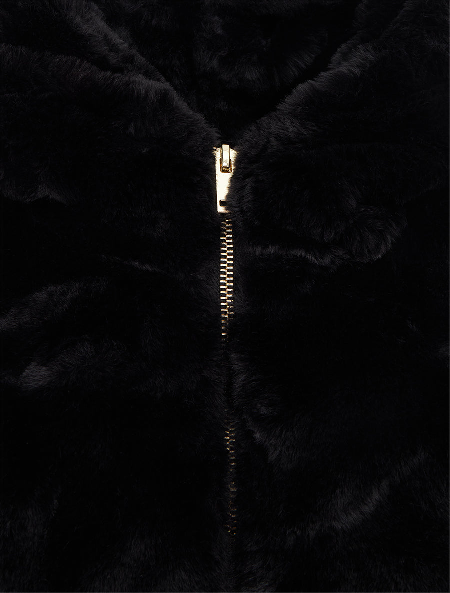 Blouson zippé en fourrure synthétique - Noir - 3