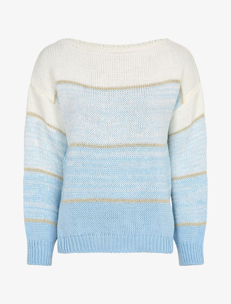 Pull oversize à bandes irisées - Bleu - 4