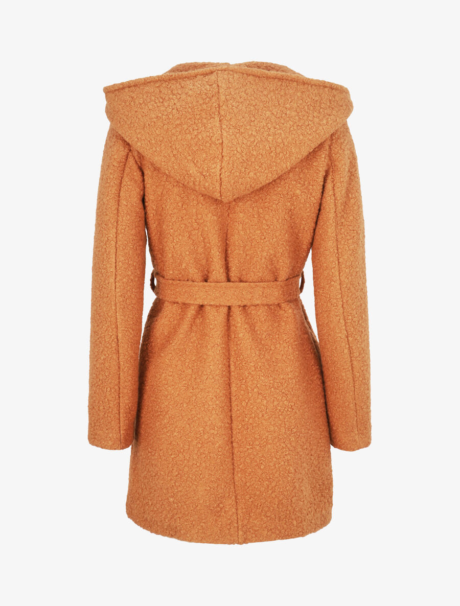 Manteau boutonné à capuche - Camel - 2
