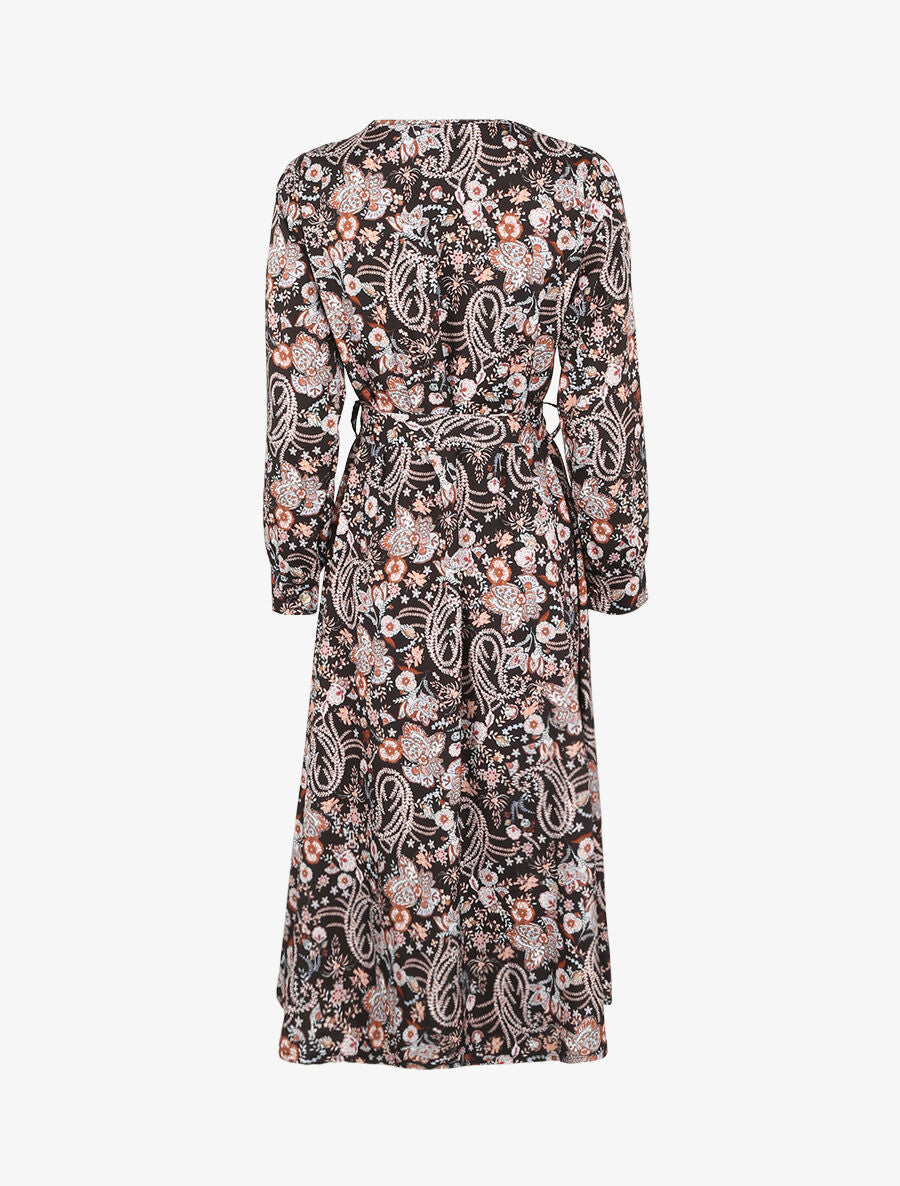 Robe longue à imprimé fleurs sauvages - Noir - 2