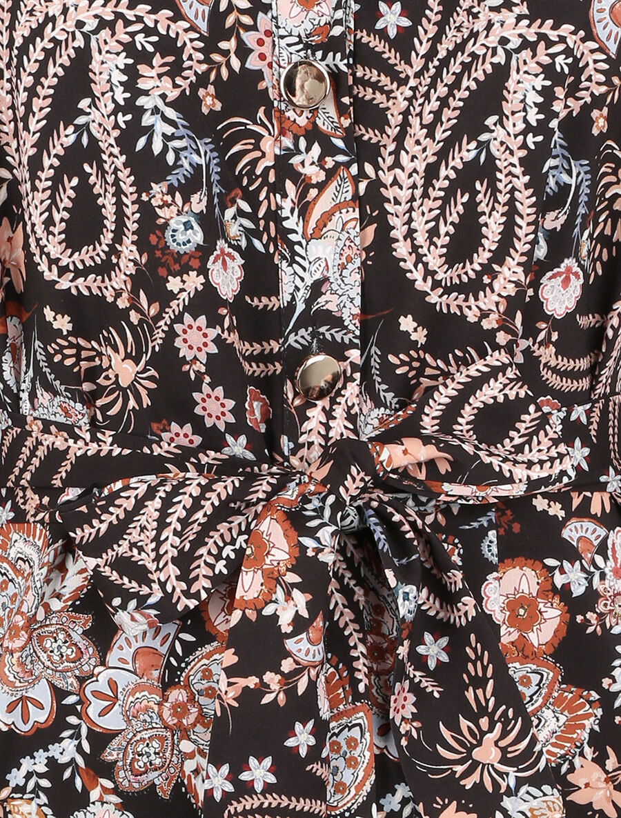 Robe longue à imprimé fleurs sauvages - Noir - 3