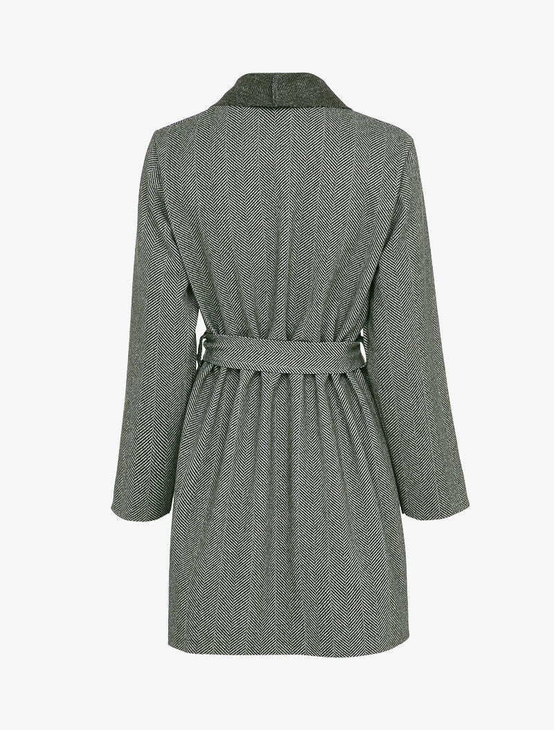 Manteau mi-long imprimé chevron - Noir - 2