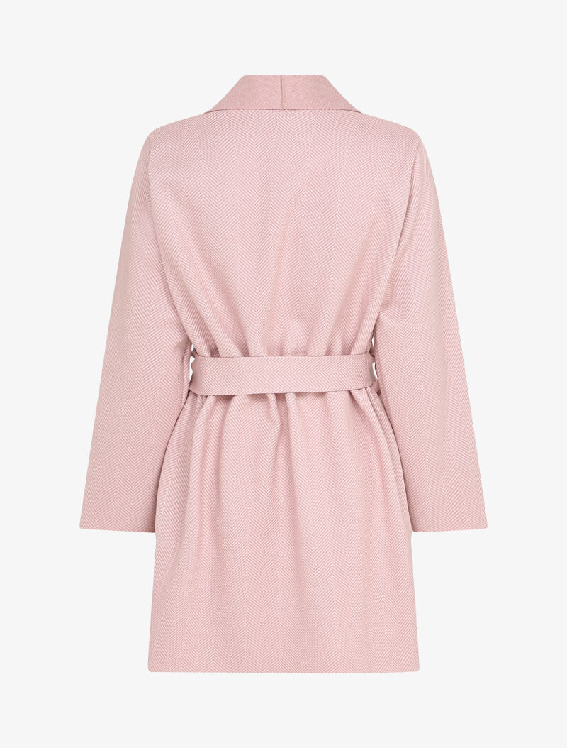 Manteau mi-long imprimé chevron - Rose - 2