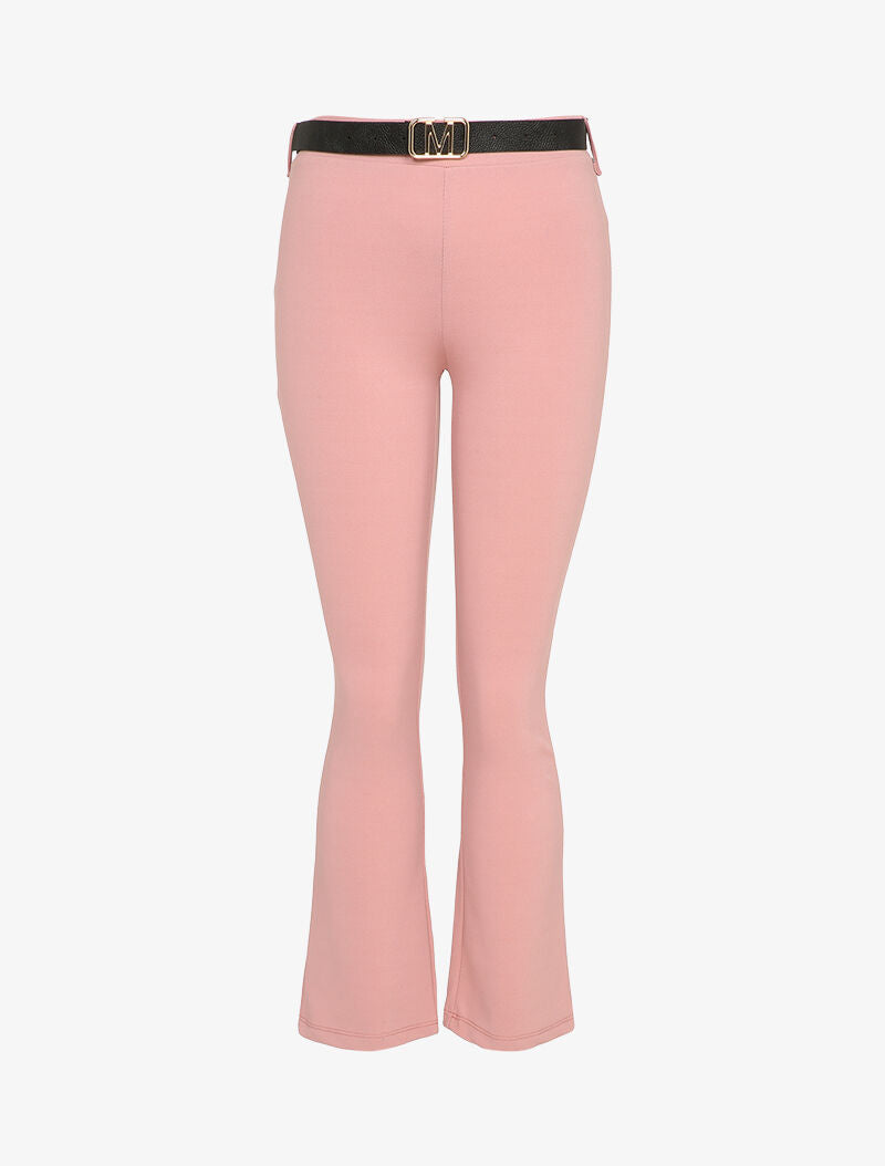 Pantalon flare élastiqué - Rose poudré - 3