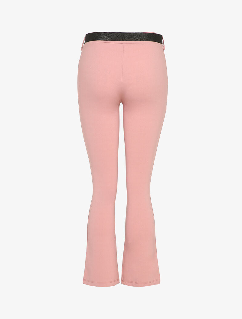 Pantalon flare élastiqué - Rose poudré - 2