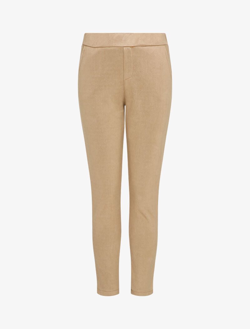 Pantalon droit effet nubuck - Beige - 4