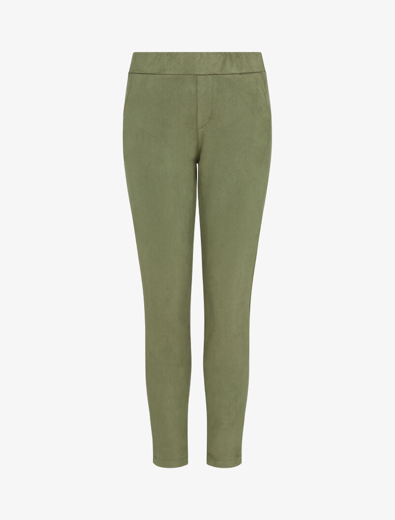 Pantalon droit effet nubuck - Vert olive - 1