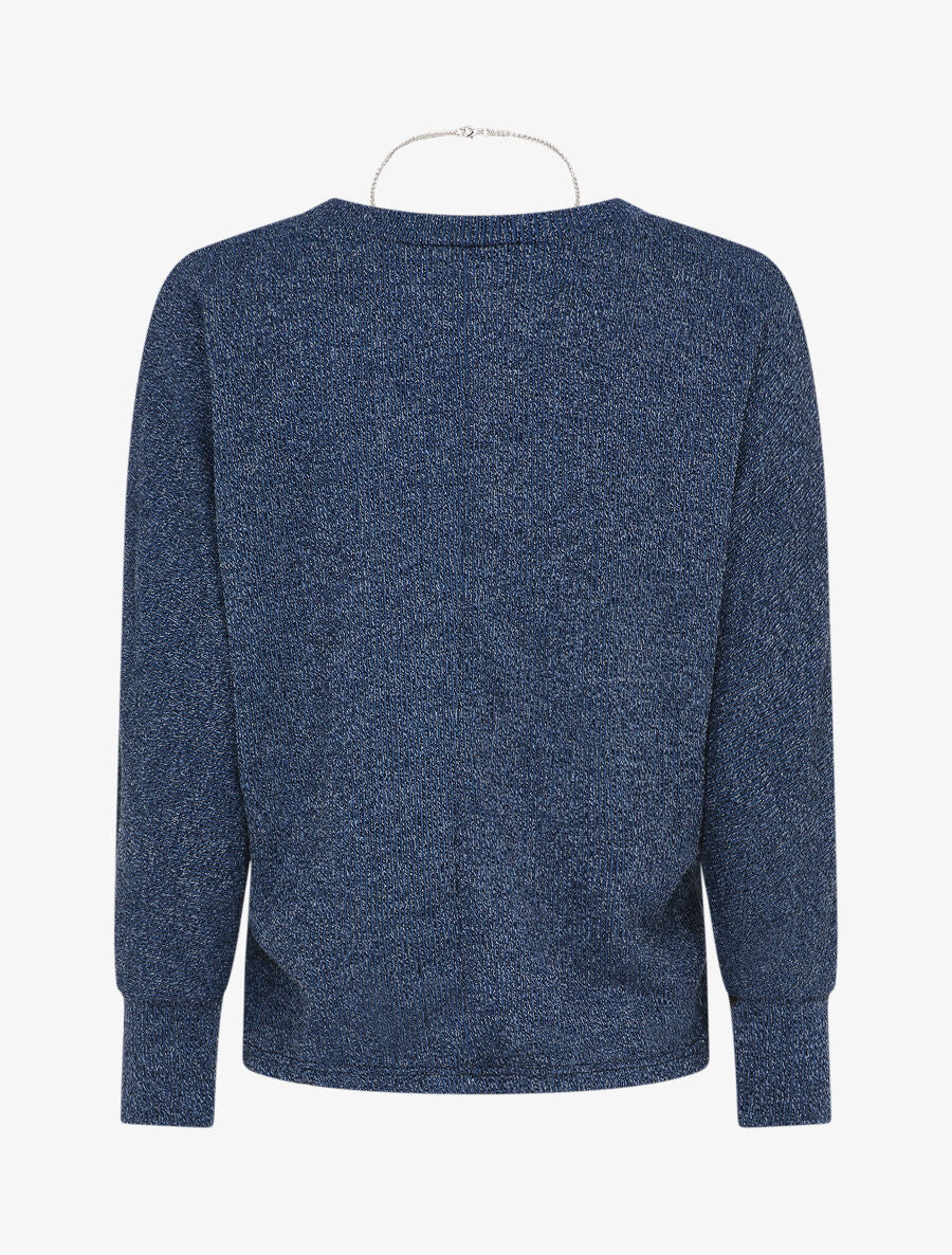 Pull à col rond et manches dolman - Bleu - 2