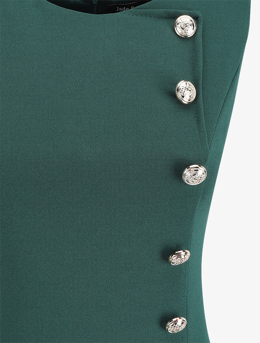 Robe stretch à boutons stylisés - Vert - 3
