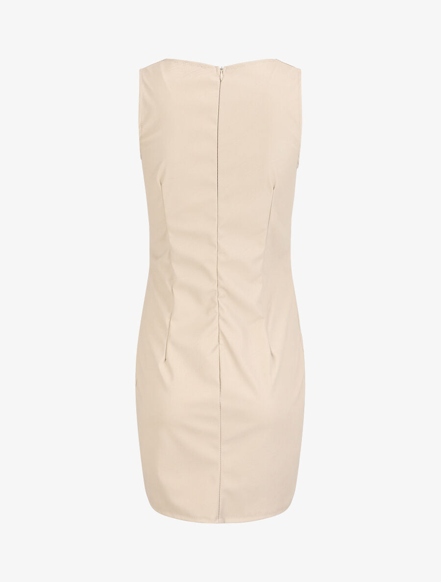 Robe en simili à chaîne à maillons stylisés - Beige - 2