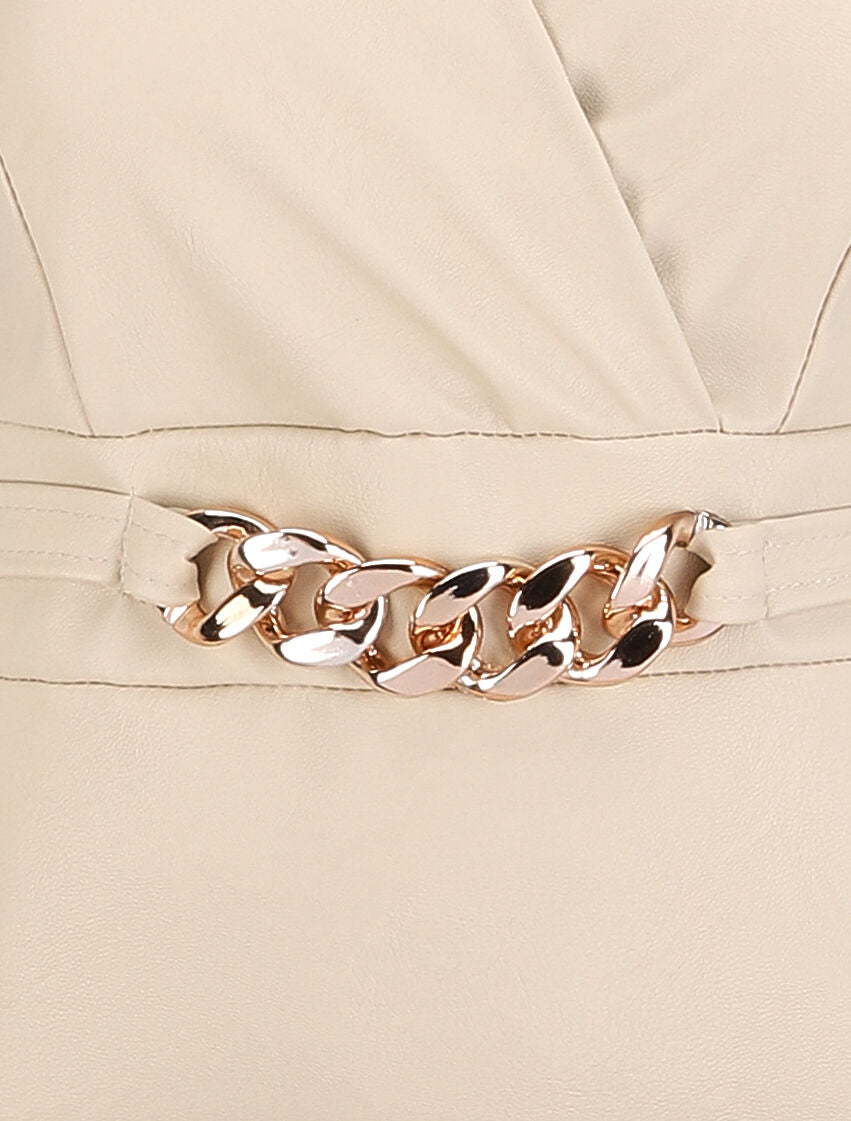Robe en simili à chaîne à maillons stylisés - Beige - 3