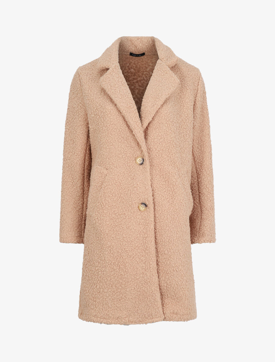 Manteau léger effet laine bouclée - Camel - 4