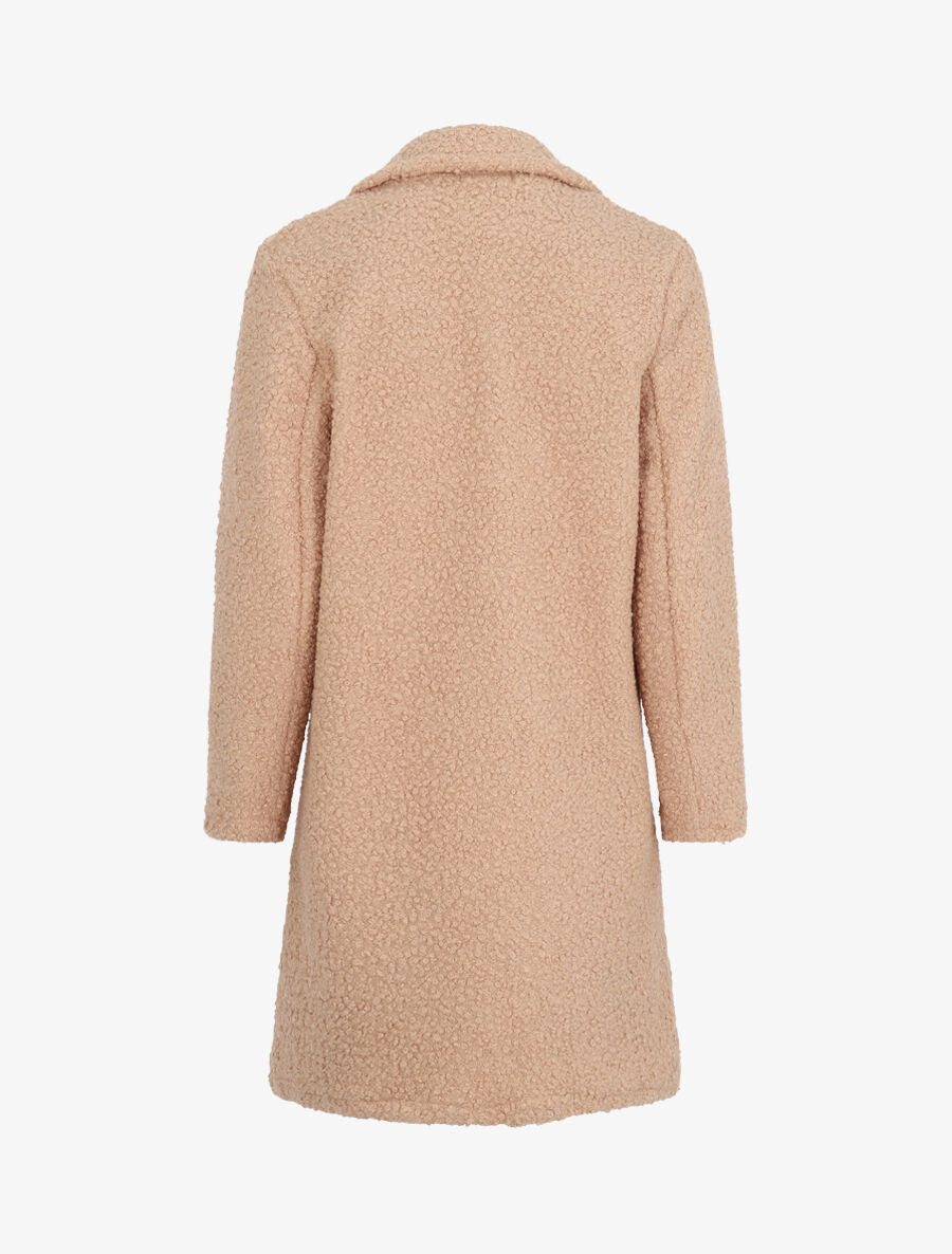 Manteau léger effet laine bouclée - Camel - 2