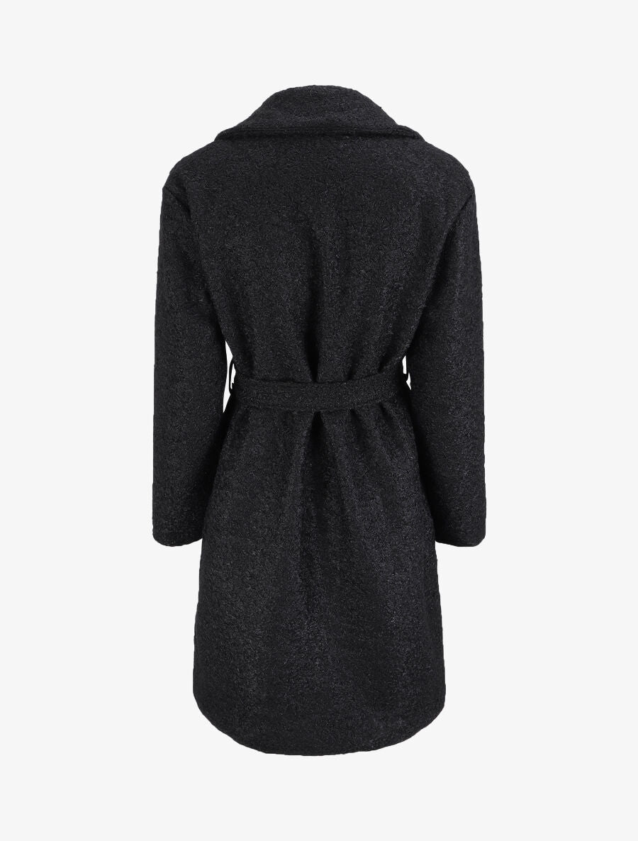 Manteau long en maille bouclette - Noir - 2