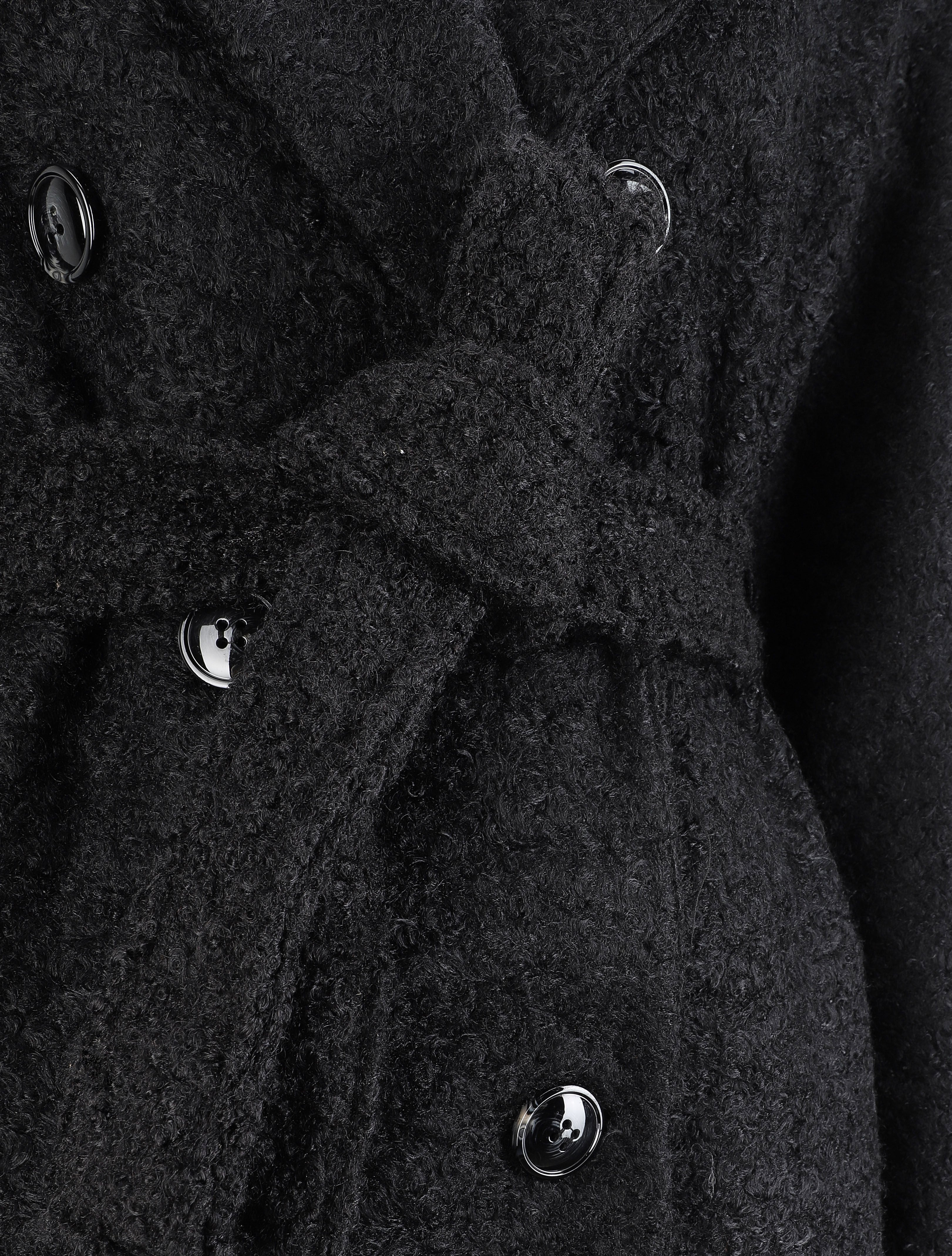 Manteau long en maille bouclette - Noir - 3