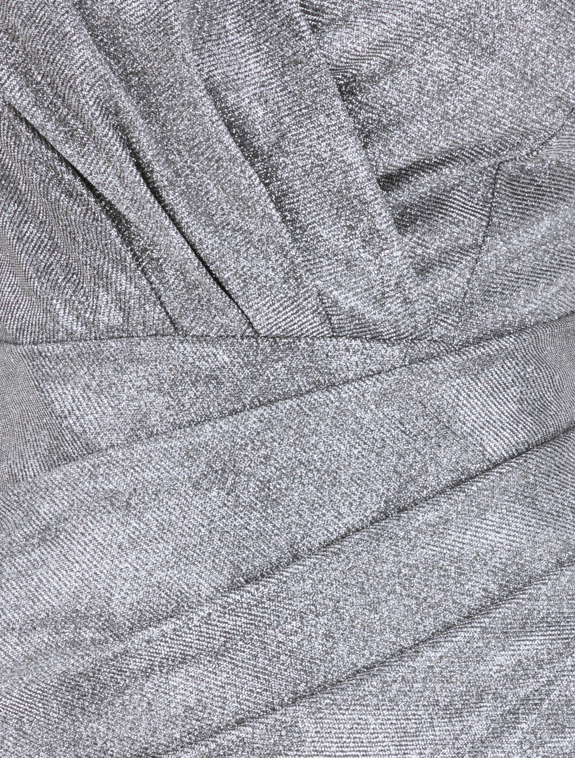 Robe drapée à manches gigot et paillettes - Argent - 3