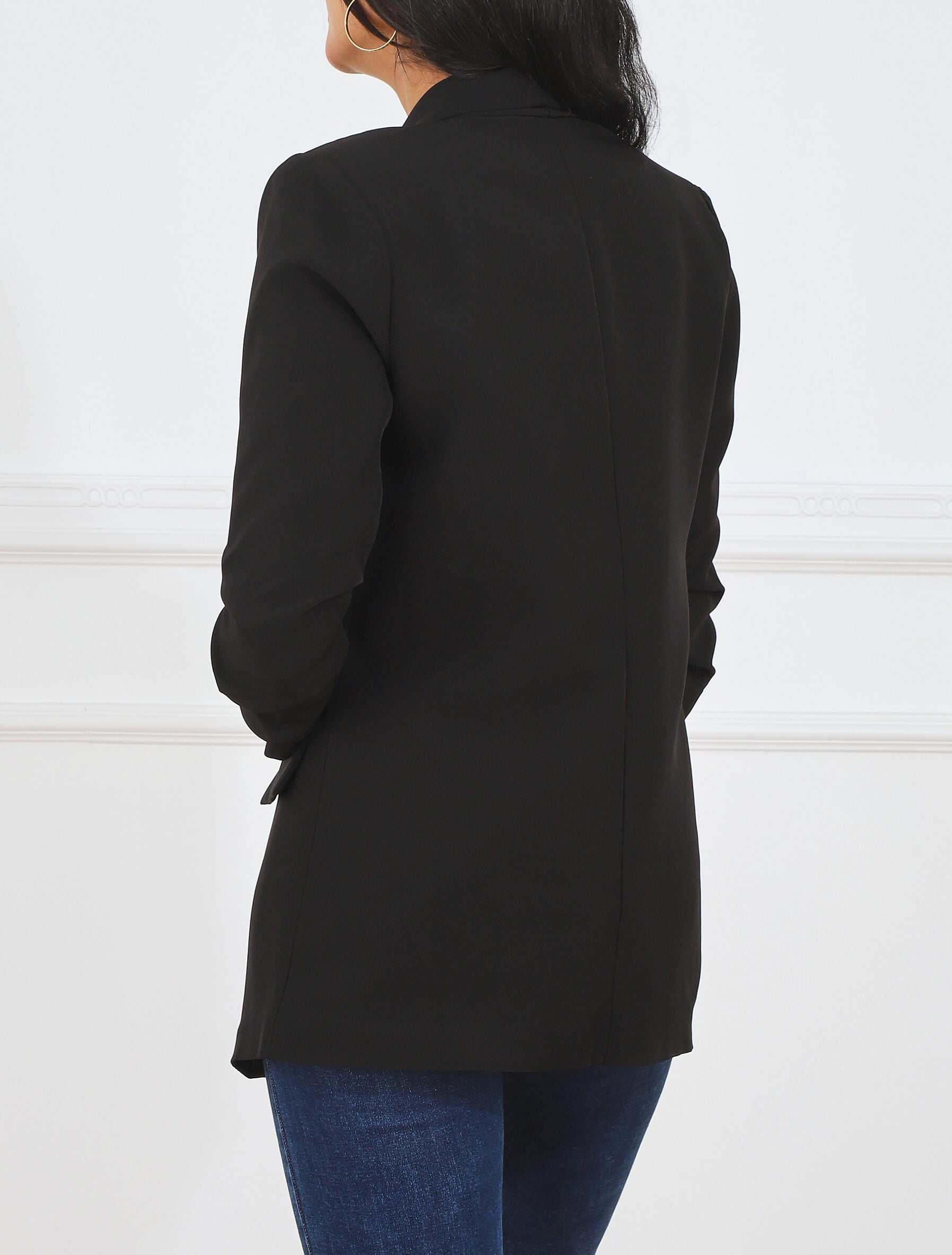 Blazer ouvert à manches plissées - Noir - 5