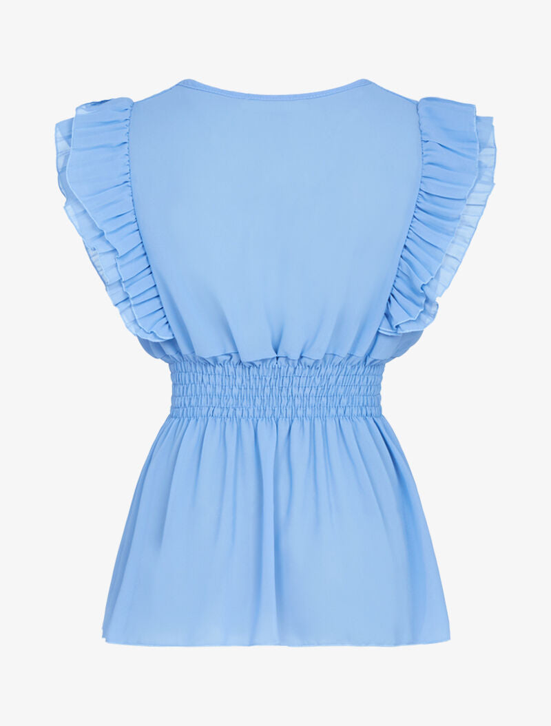 Top transparent à bandes gaufrées - Bleu ciel - 2