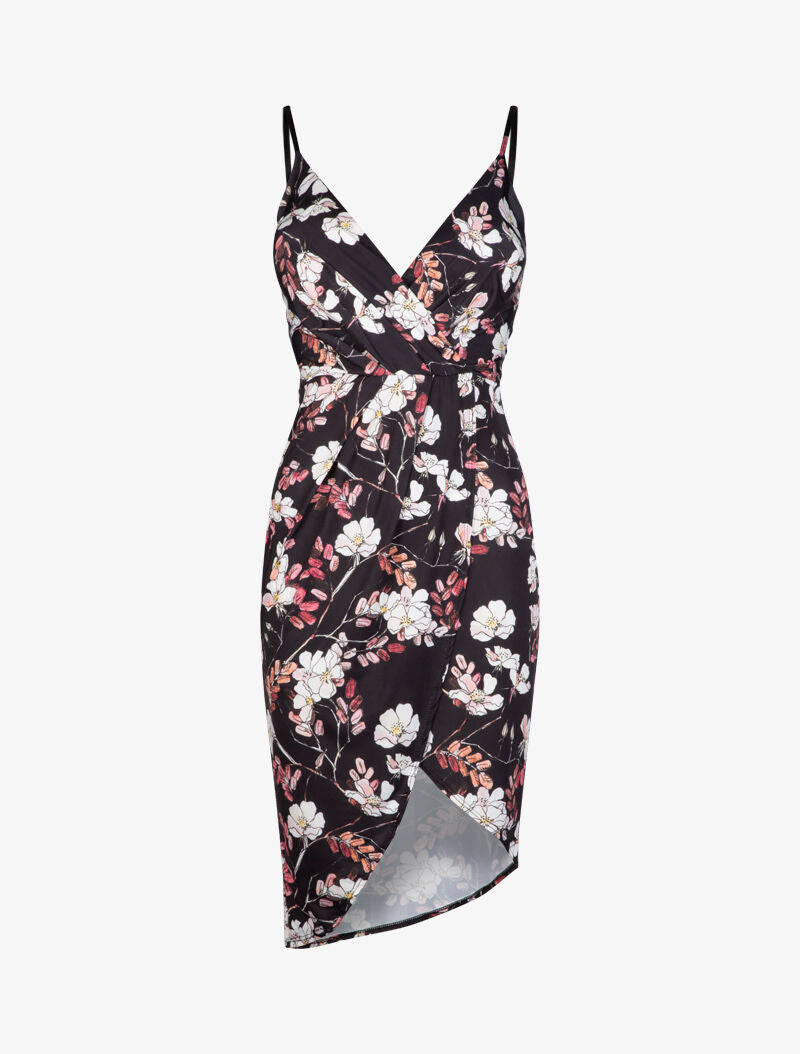 Robe fluide à imprimé floral - Noir - 1