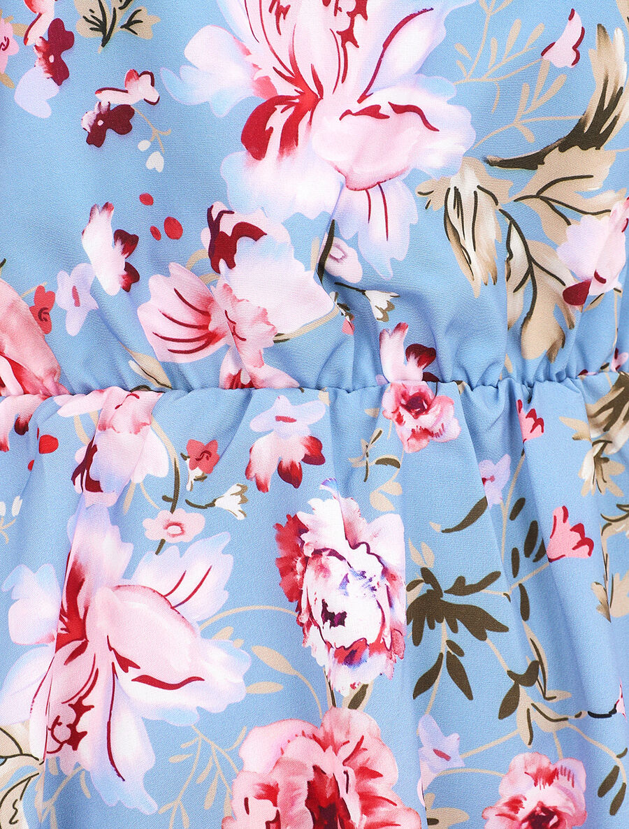 Top péplum imprimé roses - Bleu - 3