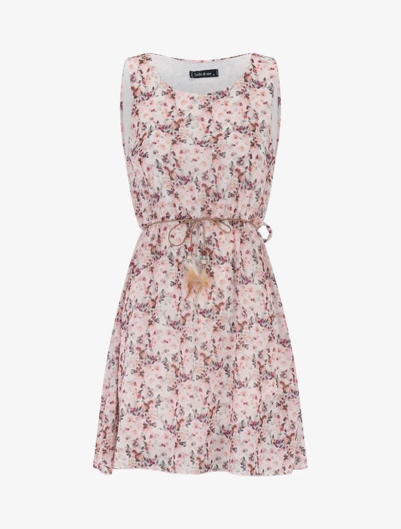 Robe en voile à imprimé floral - Beige - 2