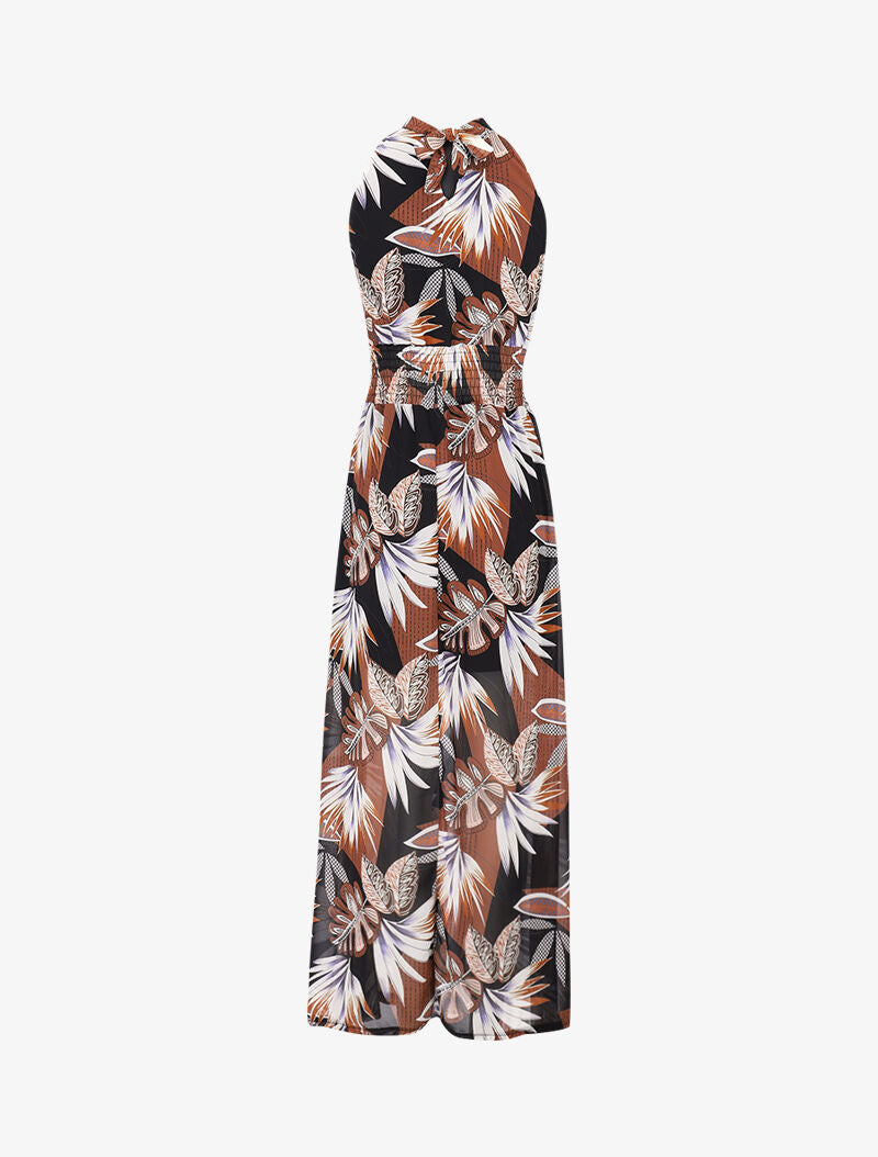 Robe longue ajourée à imprimés - Noir - 2