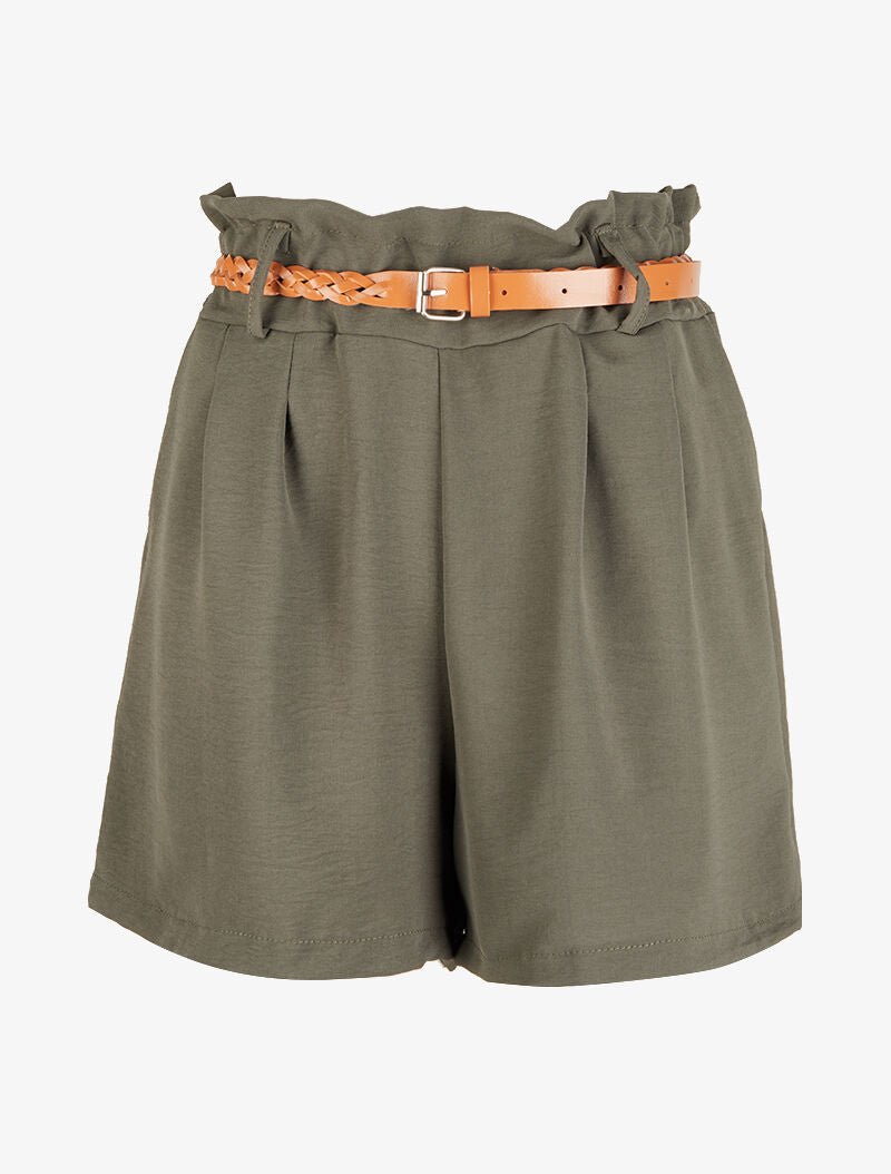 Short à ceinture effet osier - kaki - 3