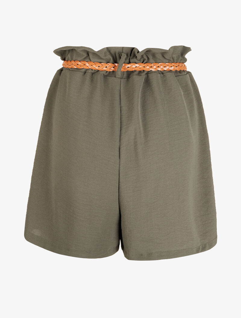 Short à ceinture effet osier - kaki - 2