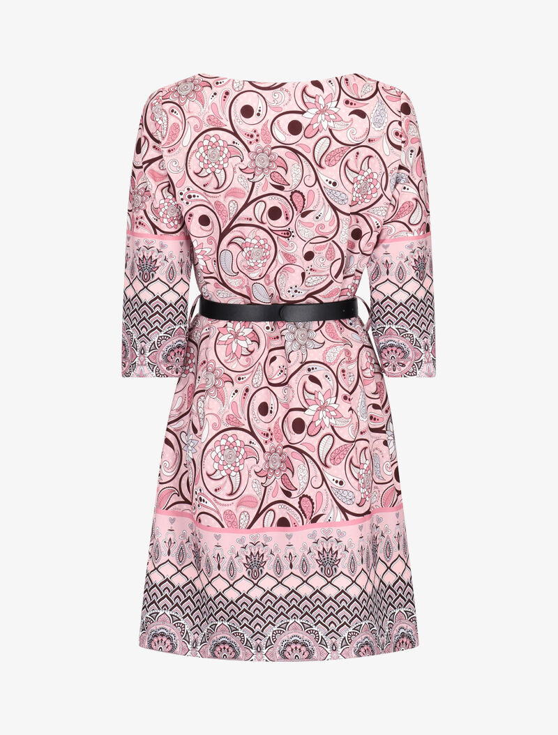 Robe droite à imprimé arabesques - Rose - 2