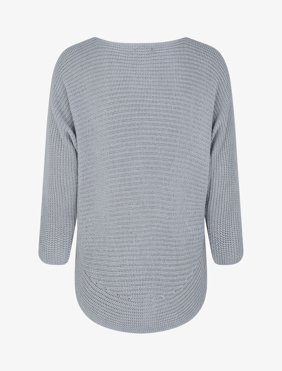 Pull loose irisé à bords arrondis - Gris clair - 2