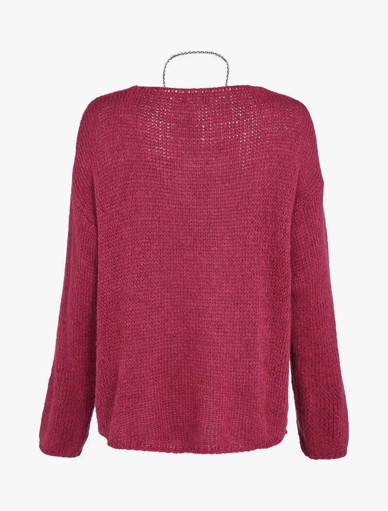 Pull oversize à dos long - Bordeaux - 2