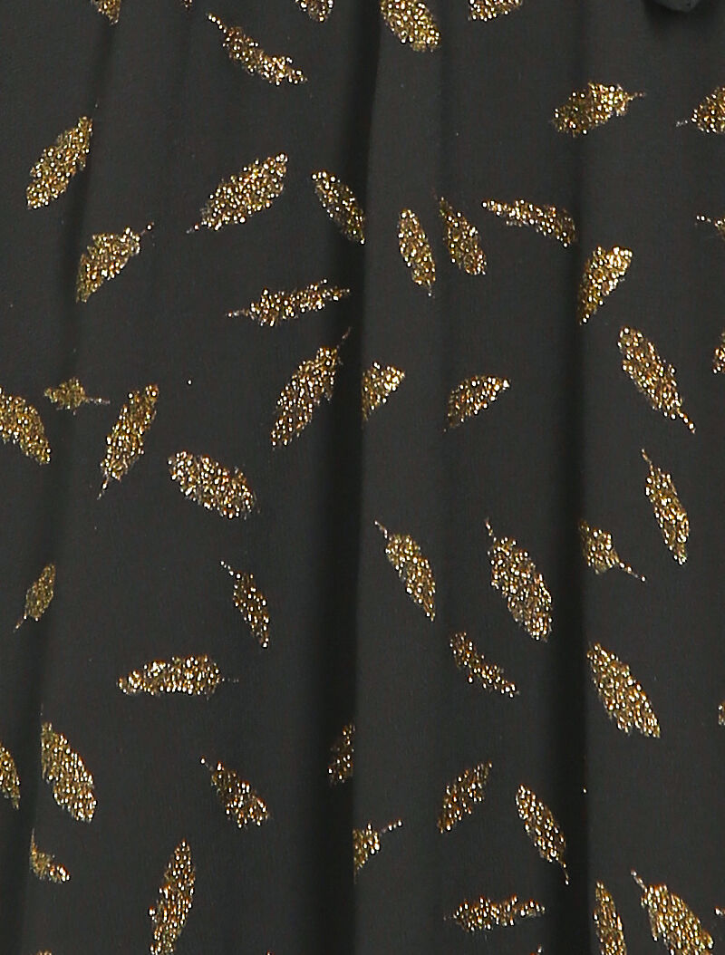 Robe mi-longue à détails irisés plumes - Noir - 3