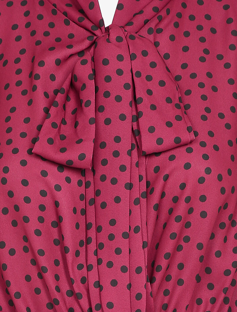 Blouse péplum à imprimé à pois - Bordeaux - 3