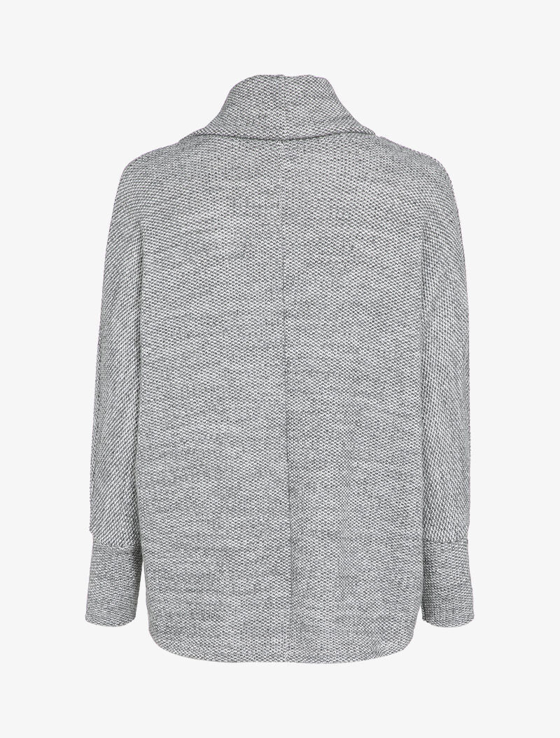 Pull chauve-souris col roulé en maille avec sautoir - Gris - 3